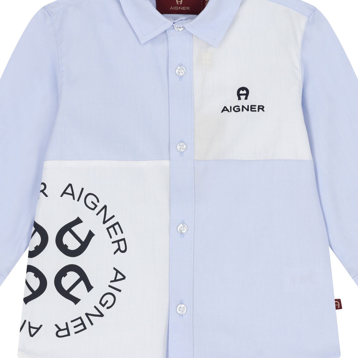 Younger Boys Blue & White Logo Shirt, 1, hi-res