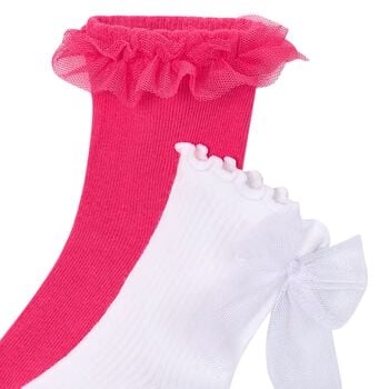 Girls Pink & White Socks ( 2-Pack ) 