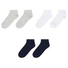 Boys Navy, White & Grey Socks (3 Pair), 2, hi-res