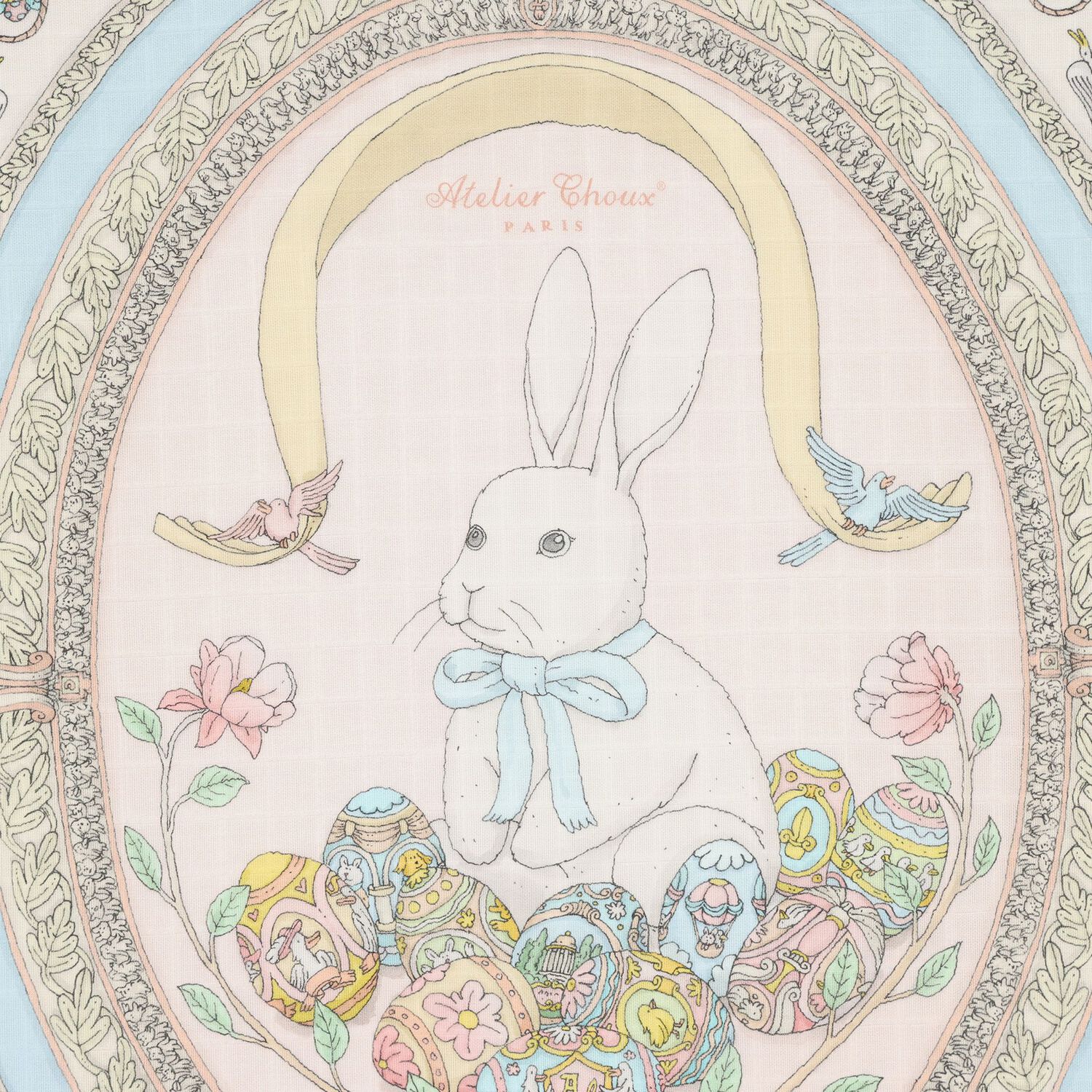 Blue & Pink Spring Bunny Baby Carr&eacute; Swaddle & Bib Gift Set, 1, hi-res