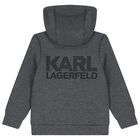 Boys Grey Logo Hooded Zip Up Top, 1, hi-res