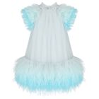 Girls Blue Ruffled Tulle Dress, 1, hi-res
