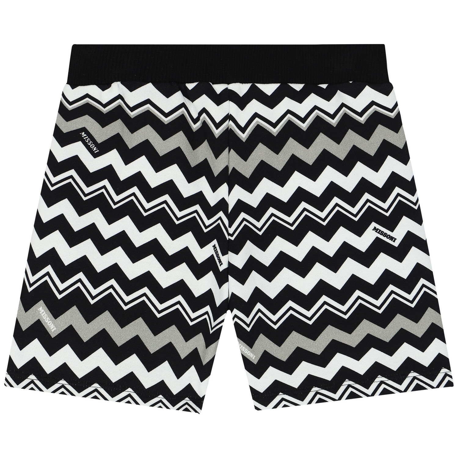 Younger Boys Black & White Zigzag Shorts, 1, hi-res