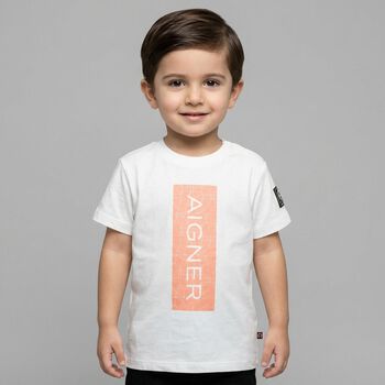 Younger Boys White Logo T-Shirt