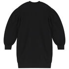 Girls Black Embellished Logo Sweatshirt Dress, 1, hi-res