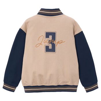 Boys Beige & Navy Blue Basketball Bomber Jacket