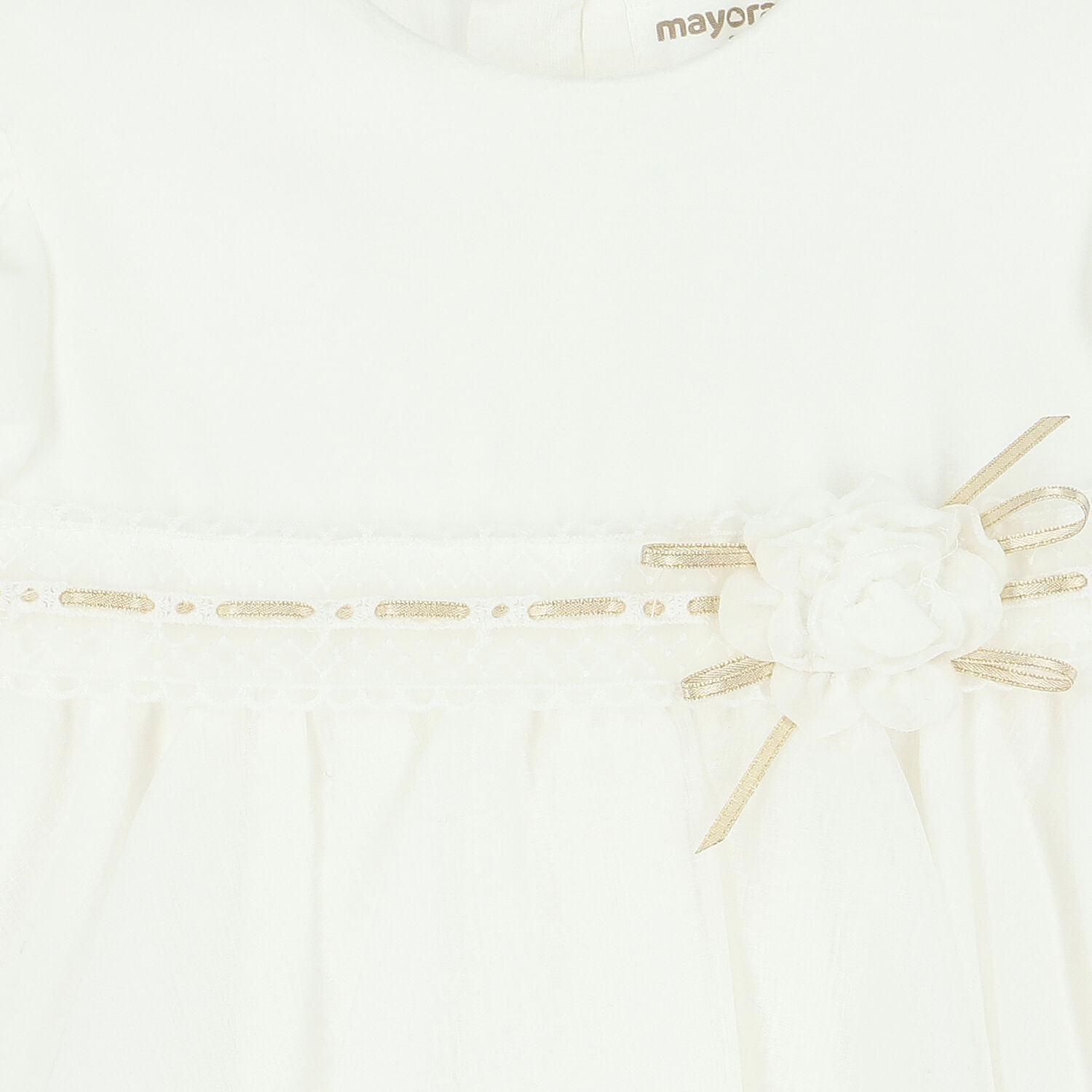 Baby Girls White Velvet & Chiffon Dress, 1, hi-res