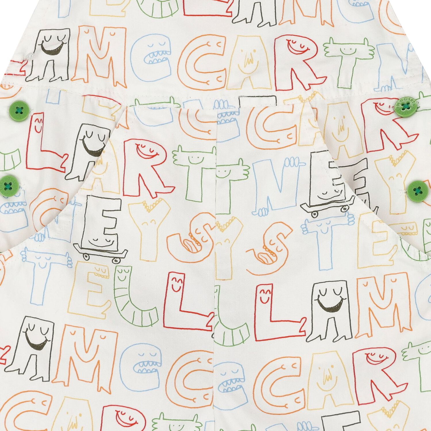 Younger Boys Ivory Cotton Dungaree, 1, hi-res