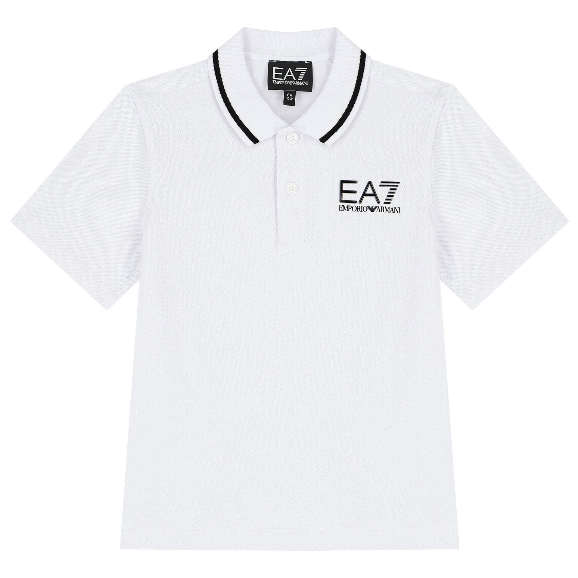 EA7 Emporio Armani Boys White Logo Polo Shirt Junior Couture UK