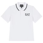 Boys White Logo Polo Shirt, 2, hi-res