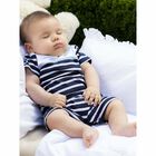 Baby Boys Navy Blue & White Striped Shortie, 1, hi-res