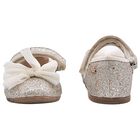 Girls Silver Bow Glitter Shoes, 4, hi-res
