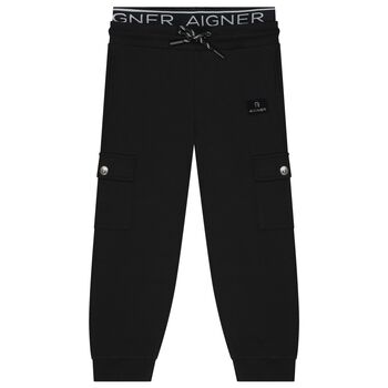 Boys Black Logo Joggers