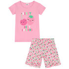 Girls Pink & White Strawberry Shorts Set, 1, hi-res