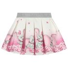Baby Girls Ivory & Pink Disney Logo Pleated Skirt, 1, hi-res