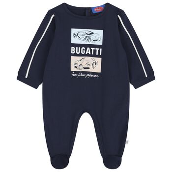 Baby Boys Navy Blue Logo Babygrow