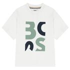 Boys White Logo T-Shirt, 1, hi-res