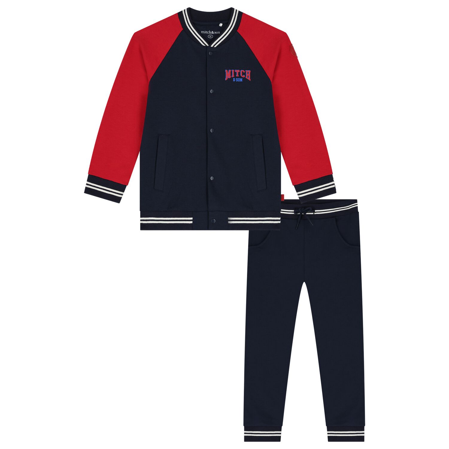 Boys Navy Blue & Red Tracksuit, 1, hi-res image number null