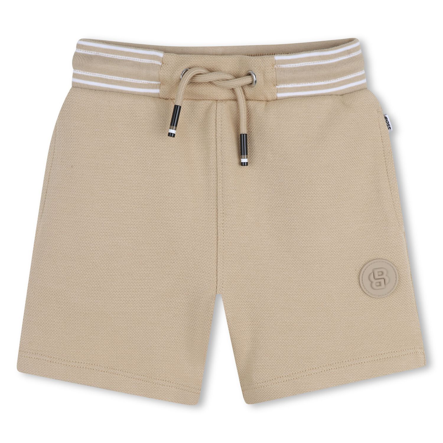 Younger Boys Beige Logo Shorts, 1, hi-res