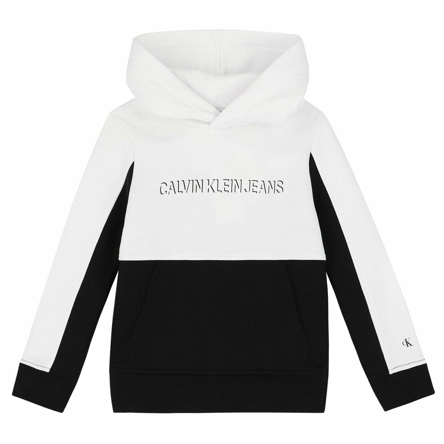 Boys White & Black Logo Hooded Top, 2, hi-res