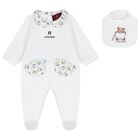 Baby Boys White & Blue Teddy Bear Logo Babygrow Gift Set, 1, hi-res