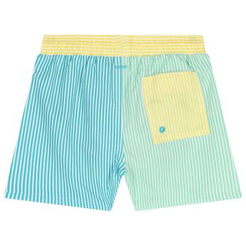 Boys Green & Yellow Striped Swim Shorts