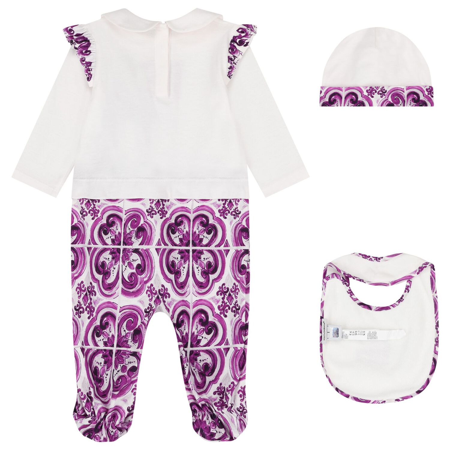Baby Girls White & Purple Majolica Babygrow Gift Set, 1, hi-res