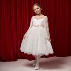 Girls White Chantilly Lace Mirelle Dress, 1, hi-res