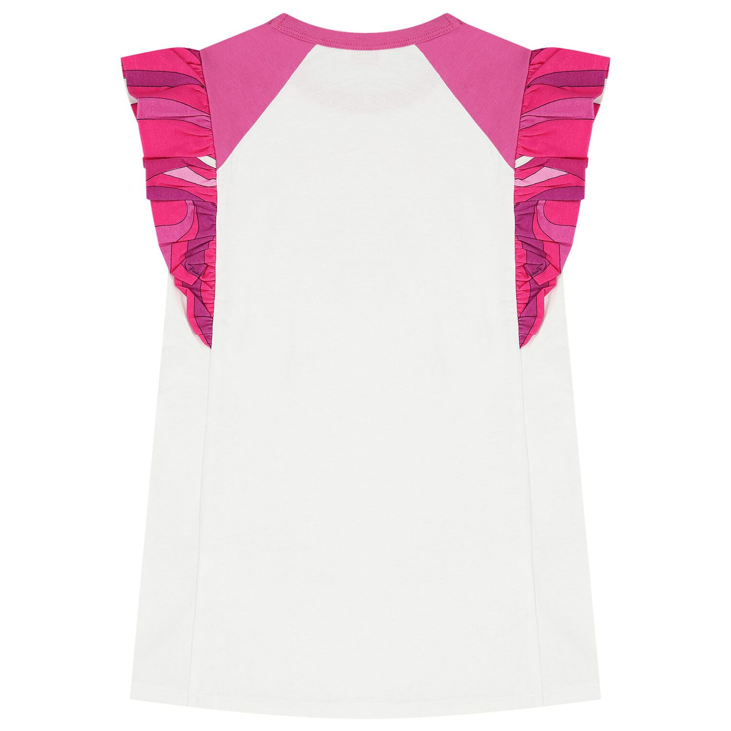 Girls White & Pink Logo Ruffled Dress, 1, hi-res