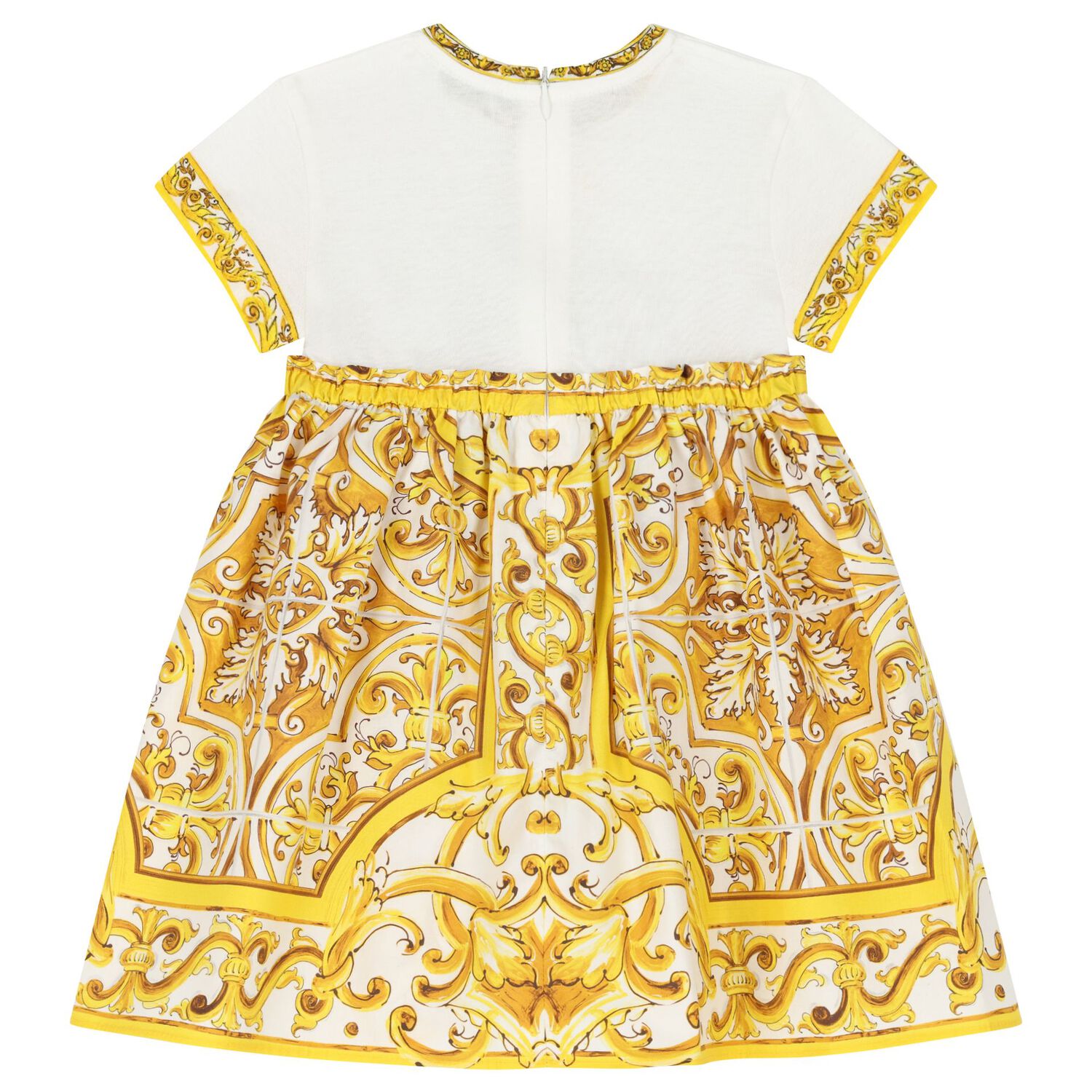 Baby Girls White & Yellow Majolica Dress Set, 1, hi-res