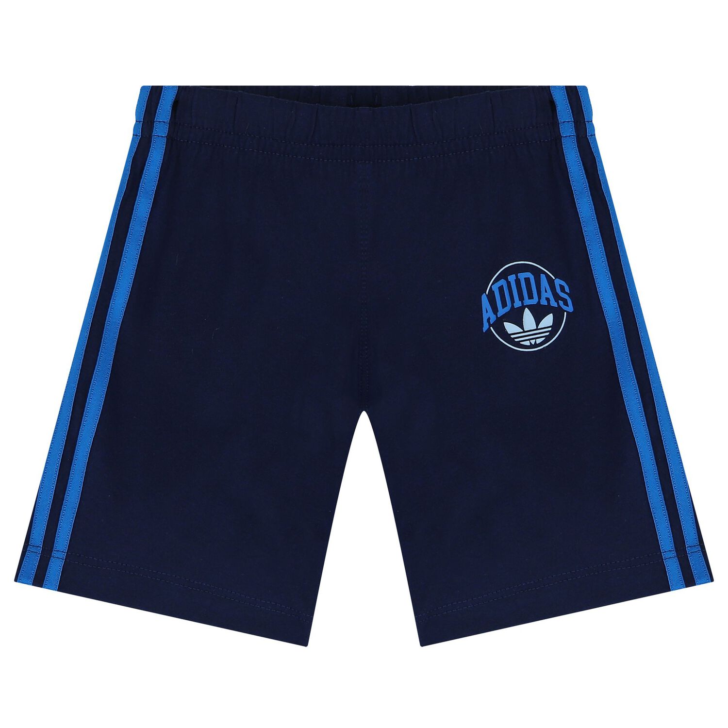 White & Blue Logo Shorts Set, 1, hi-res