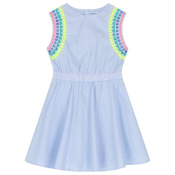 Girls Blue & White Striped Dress