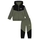 Boys Green & Black Logo Tracksuit, 2, hi-res