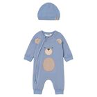Baby Boys Blue Teddy Bear Romper Gift Set, 2, hi-res