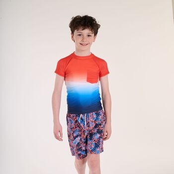 Boys Orange, Blue & White Rash Vest