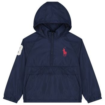 Boys Navy Blue Pony Logo Jacket