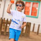 Boys White & Blue Shark Shorts Set, 1, hi-res