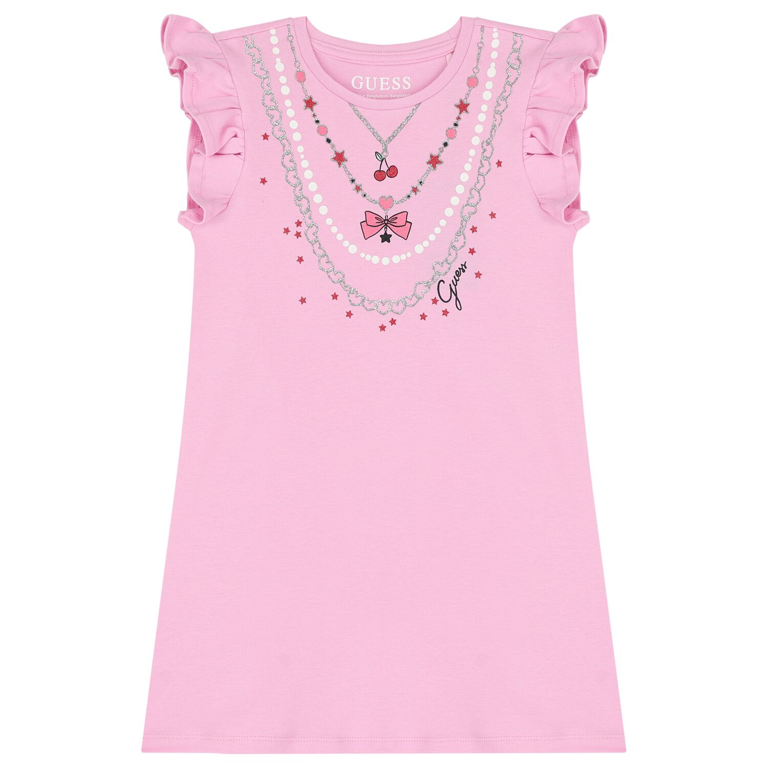 Girls Pink Necklace Dress, 1, hi-res