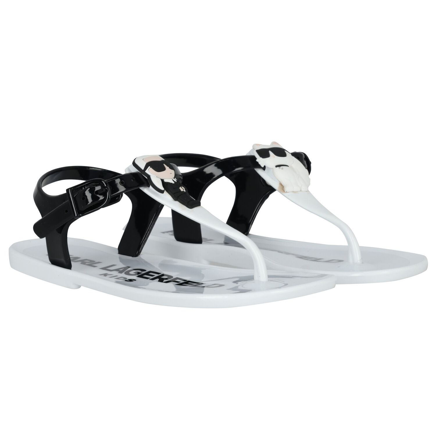 Girls White Karl & Choupette Jelly Sandals, 2, hi-res