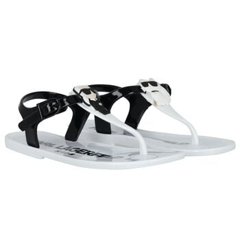 Girls White Karl & Choupette Jelly Sandals
