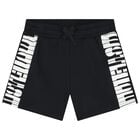 Boys Black Logo Shorts, 1, hi-res