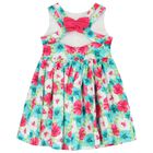 Girls Blue, Ivory & Pink Floral Satin Dress, 2, hi-res