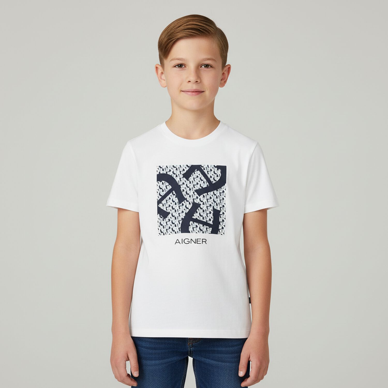 Boys White Logo T-Shirt, 1, hi-res image number null