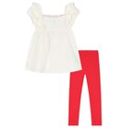 Girls Ivory & Red Leggings Set, 1, hi-res