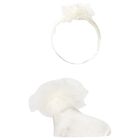 Baby Girls Ivory Headband & Socks Set, 1, hi-res