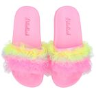Girls Pink Tulle Sliders, 1, hi-res