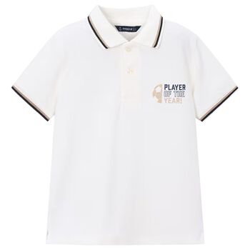 Boys White Logo Polo Shirt