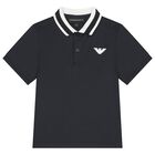 Boys Navy Blue Logo Polo Shirt , 1, hi-res