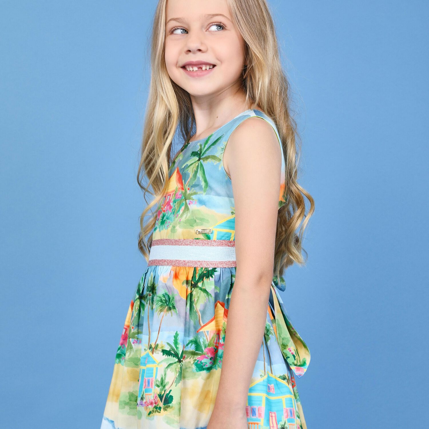 Girls Blue Island Dress, 1, hi-res image number null