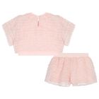 Girls Pink Ruffle Chiffon Shorts Set, 1, hi-res